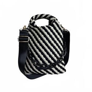 NEW AHDORNED lola mini tote in black/cream